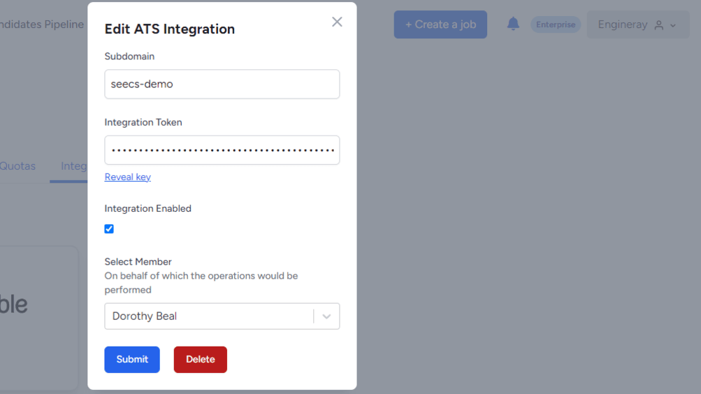 Product UI for ATS Integration